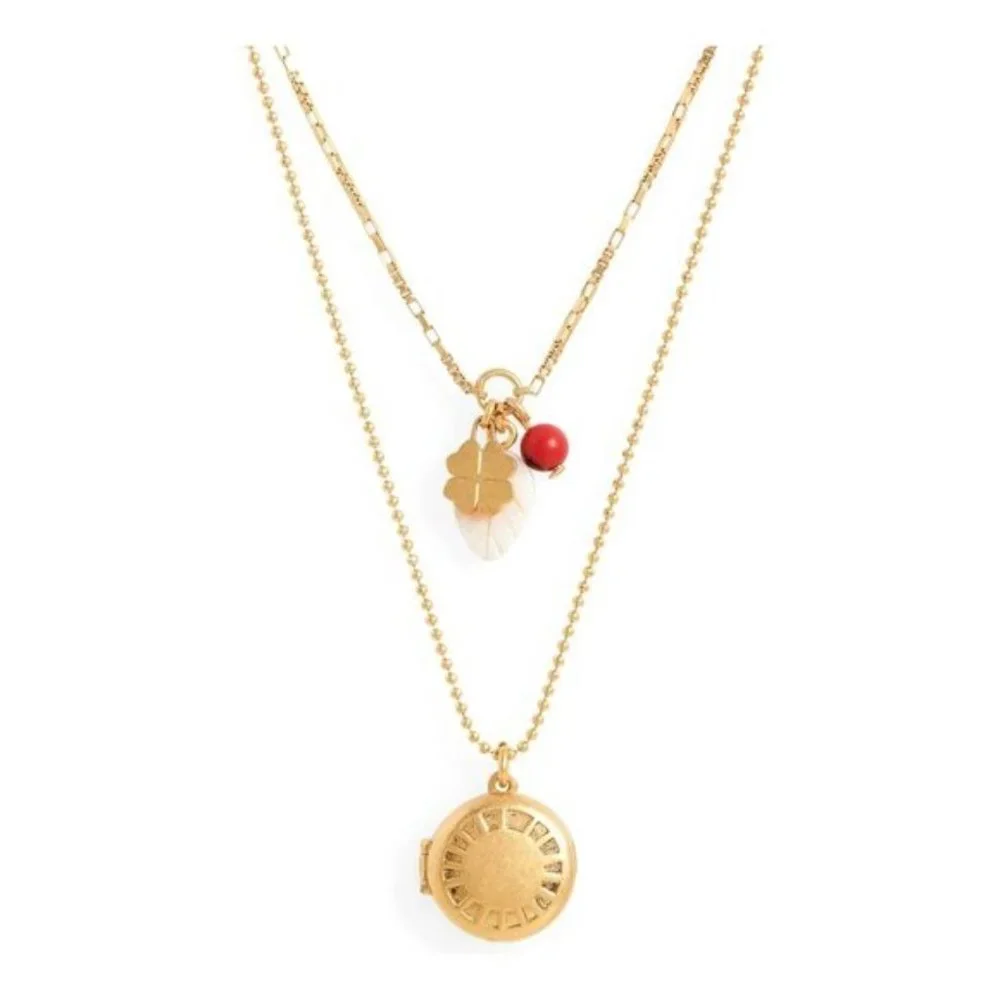 NEW Madewell Engraved Locket Set of 2 Necklace - Picture 2 of 6